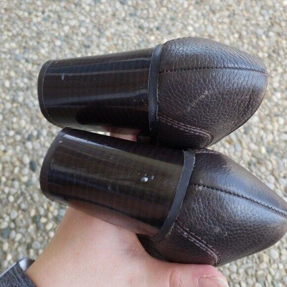 Tommy Girl Chunky Heel Leather Upper Pumps - Brown - Size 6 - Picture 8 of 8